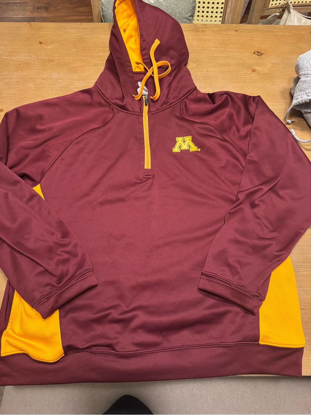 Pro Edge Maroon and Gold Quarter-Zip Pullover Hoodie